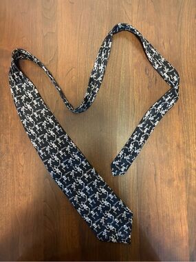 Vintage 100% Silk Museum Artifacts Skeleton Print Handmade Tie